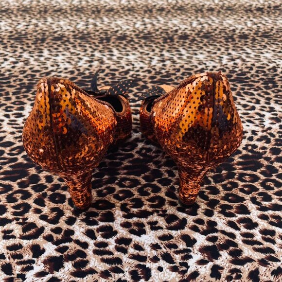 ♡︎ vintage copper sequin designer heels ♡︎ - Picture 7 of 8